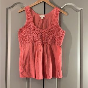 Ann Taylor Loft peach embroidered tank size MP